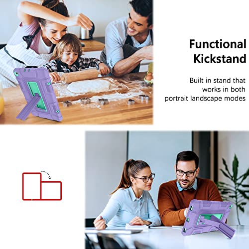 Guagua Compatible With Samsung Galaxy Tab A 10.1 2019 Case Sm-T510 T515 Kickstand 3 In 1 Heavy Duty Rugged Bumper Shockproof Protective Anti-Scratch Case For Galaxy Tab A 10.1 2019, Purple/Green #TOP2