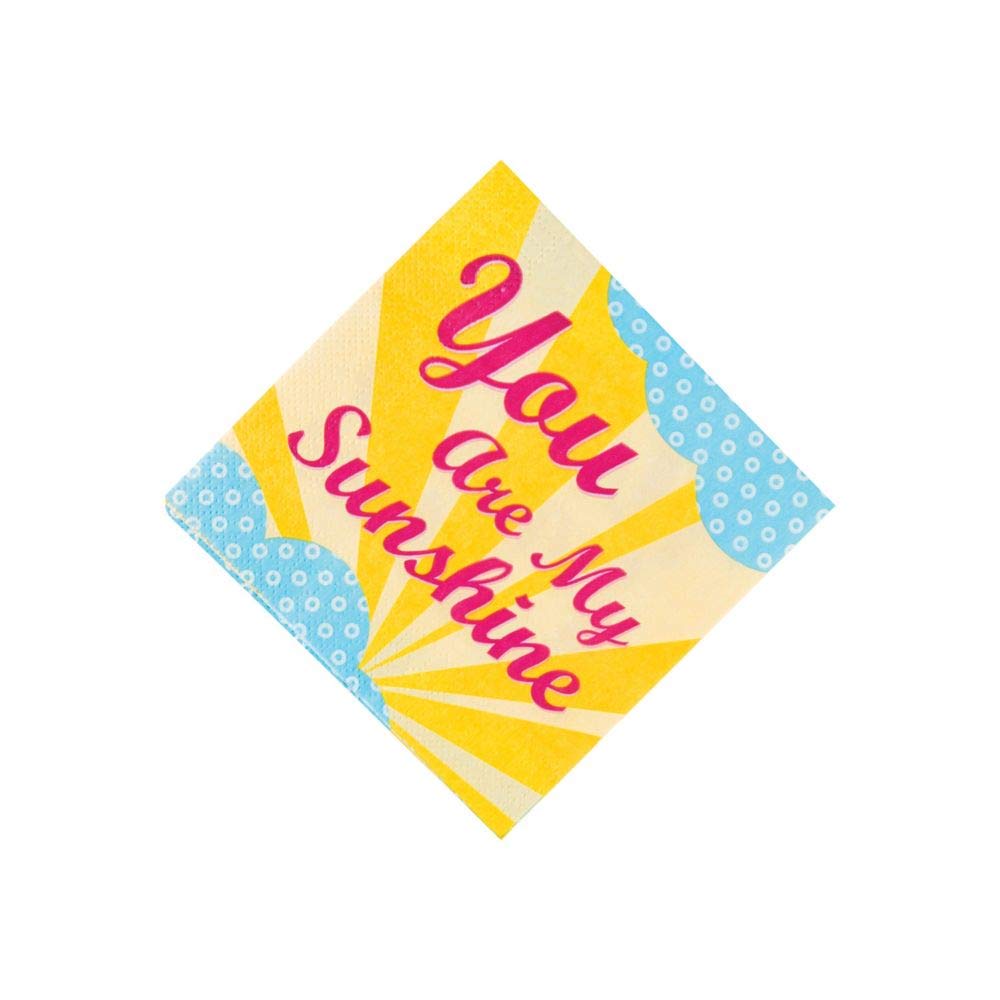 Fun Express You Are My Sunshine Beverage Napkins - 16 pieces - Birthday Party Supplies