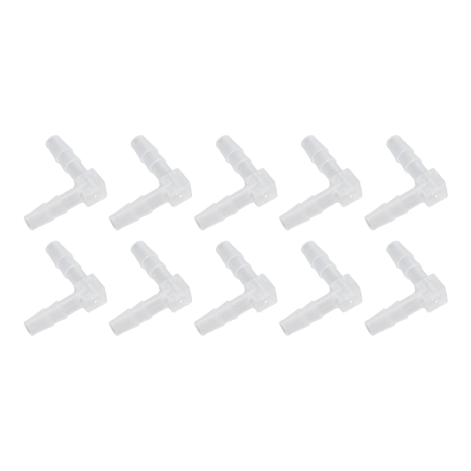 10 Pcs 90 Degrés Coude Tuyau Barb En Plastique Égal Barbelé Joint Adaptateur L Forme Raccord De Tuyau pour Aquarium Air Eau Carburant Gaz Inerte(4mm)