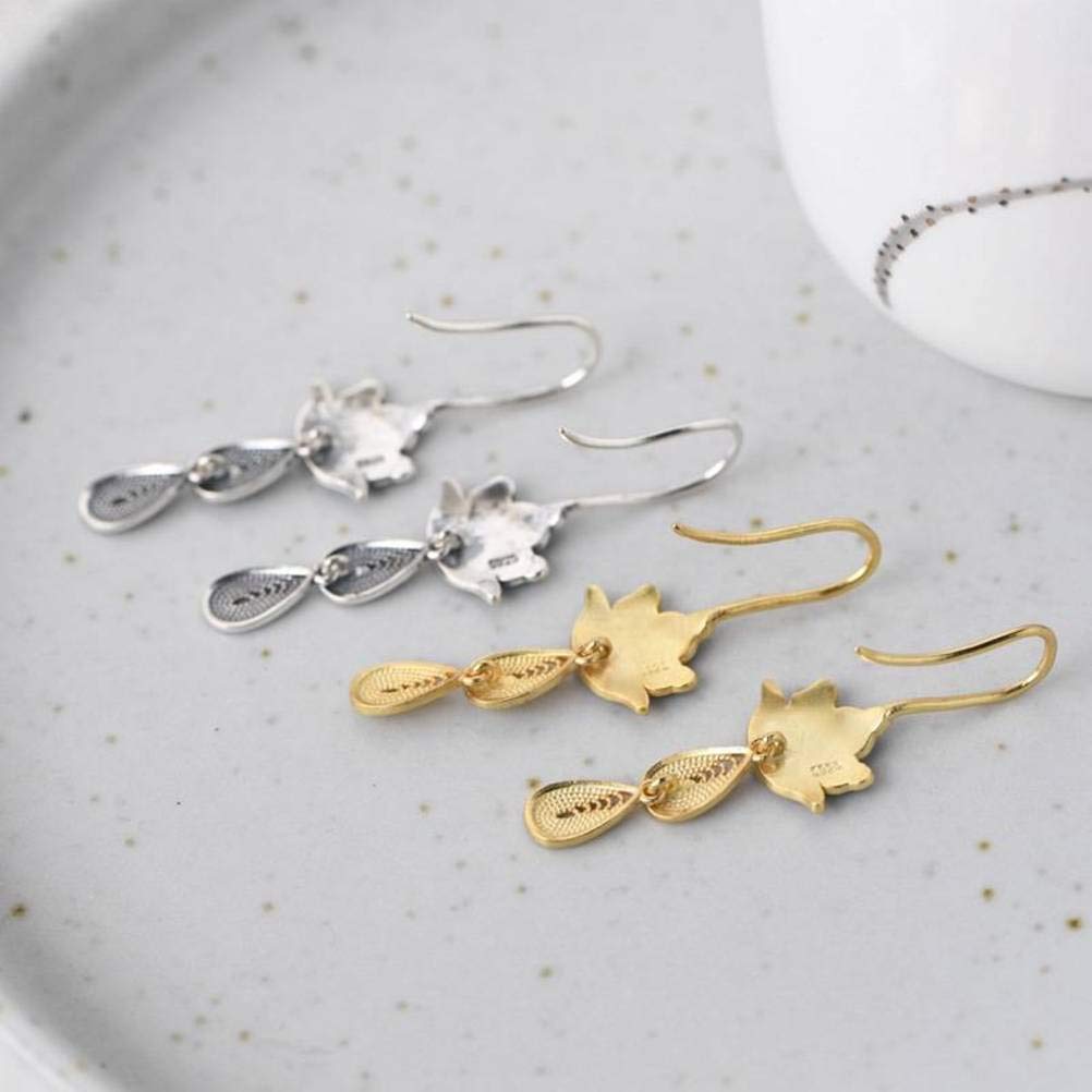 Orecchini in Stile Cinese Eardrop S925 Argento Vintage