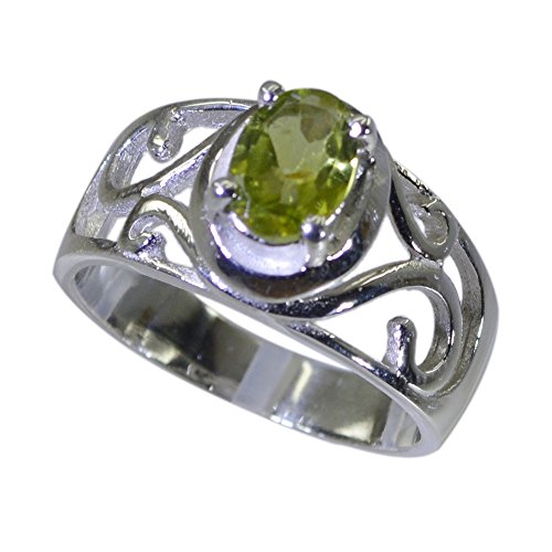 Bague en argent et véritable péridot ovale de haute joaillerie