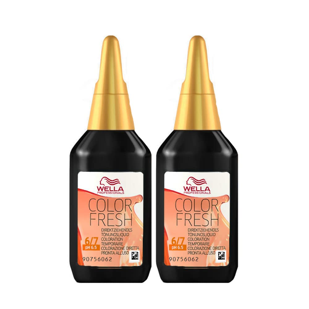 2 x Wella Color Fresh Hair Toner 75ml - 6/7 Dark Blonde/Brown