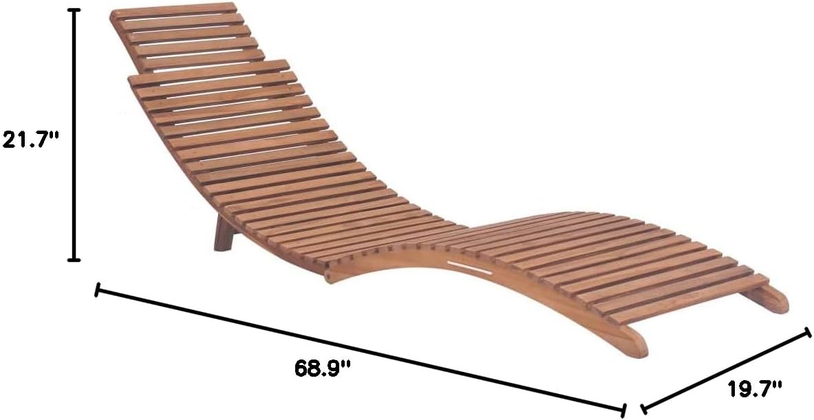 Folding Sun Lounger,Outdoor Lounge Chairs,Folding Sunbathing,Garden Sunlounger,Patio Lounge Chair,Backyard Furniture,Adjustable Backrest,No Assembly Required,Solid Teak Wood