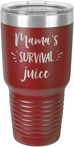 Miniatura 10 de MAMAS SURVIVAL JUICE - Vaso de bebida con pajita (grabado con láser, taza de viaje, con divertidas citas, compara con Yeti Rambler, idea de regalo