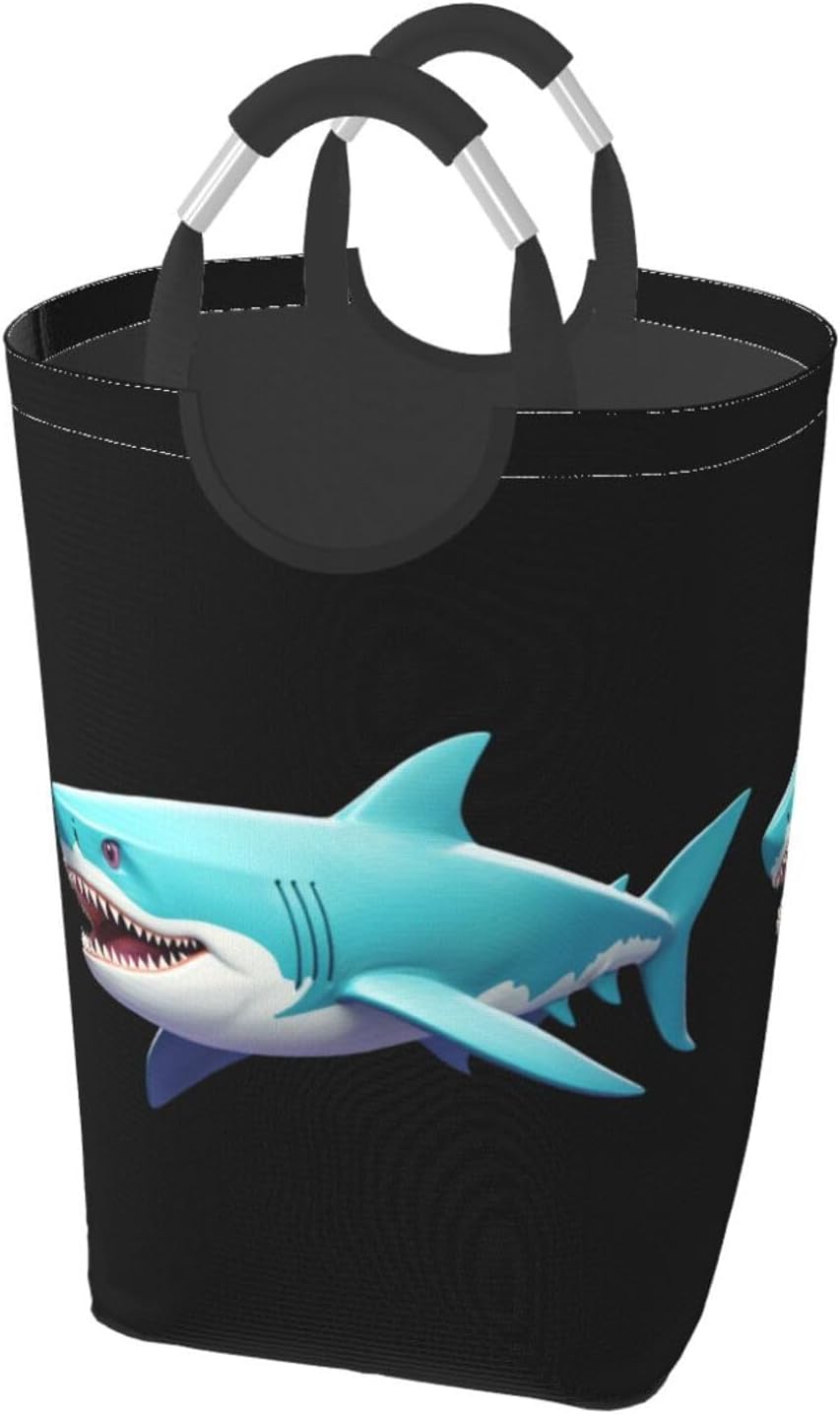 Cyber Shark Byte Foldable storage bag, 50L capacity, suitable for laundry room, dormitory bedroom, dirty clothes storage basket.