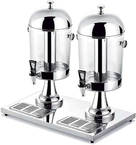 BTZHY Drink Dispenser, Stainless Steel Juice Dispenser, Cold/Warm Drink Machine with Drain Pan, 8/16/24L Self-Service Beverage Machine, for Breakfast (Silver 16L)