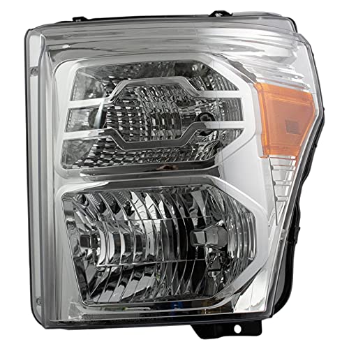 Image of TRQ 2 Piece Headlight Assembly Set Halogen Chrome Bezel Driver & Passenger Side Compatible with 2011-2016 Ford F-250 Super Duty F-350 Super Duty FO2502290 FO2503290