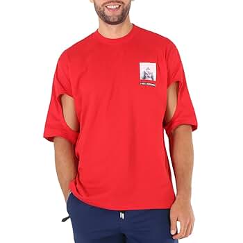 BURBERRY Bright Red Gorilla Print Cotton T-Shirt, Size Small