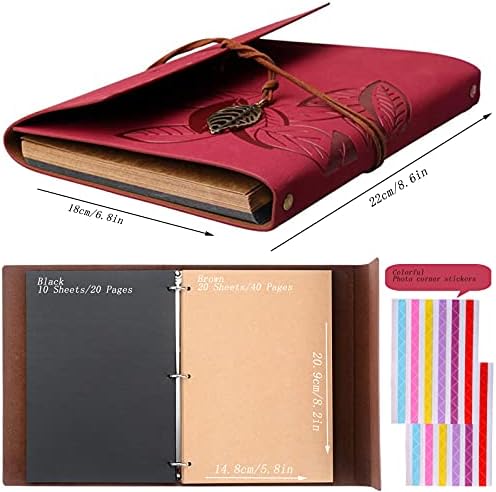 ZEEYUAN Photo Albums, Memory Scrapbook Leaf Soft Leather DIY Scrapbook Photo Album Family Wedding Album Special Christmas Valentines Birthday Gifts Unique Present for Women