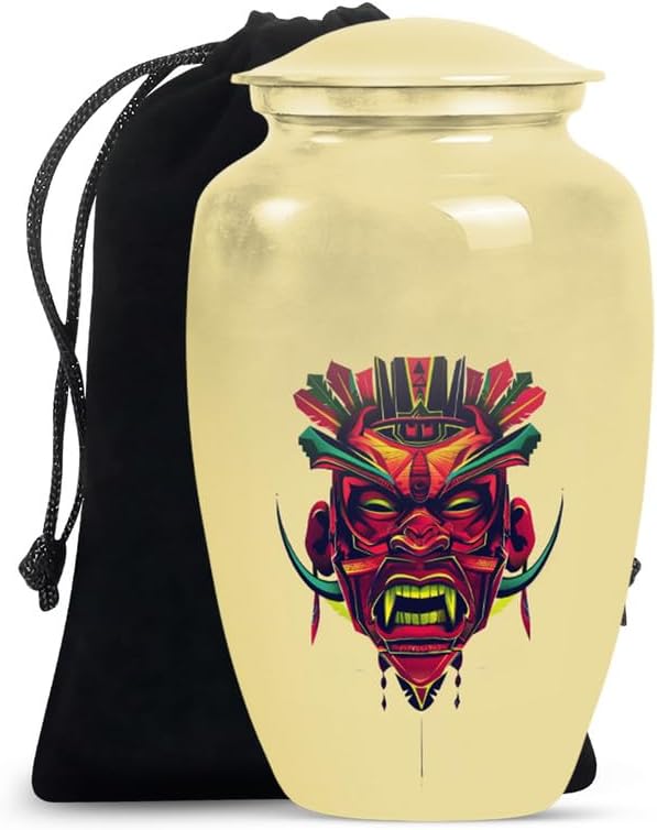 Native American Urn Ashes for Adults Female & Male, Teacher & Student Teaching Memorial Urn for Adult Ash, Large with Velvet Bag, Burial Cremation Urns for Human Ashes Women,, Beige