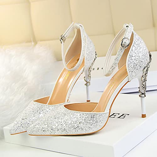 Unimaglif Womens Sparkly Heeled Sandals With Ankle Strap 3 Inch Heels2