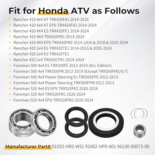 Kit joint de roulement différentiel arrière haute précision M MATI Honda