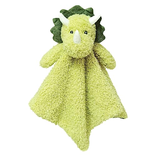 Image of Doindute Baby Green Triceratops Soft Stuffed Animal Security Blanket, Plush Dinosaur Character Lovey Blanket, Baby Shower/Nursery Gift, Newborn Infant Toddler Snuggle Blankie for Kids, 14 Inches
