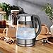 Speed-Boil Water Electric Kettle, 1.7L 1500W, Coffee & Tea Kettle Borosilicate Glass, Wide Opening, Auto Shut-Off, Cool Touch Handle, LED Light. 360° Rotation, Boil Dry Protection
