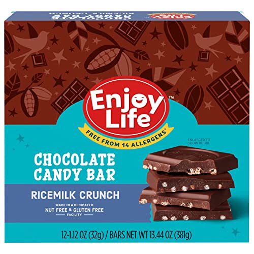 Enjoy Life Dairy Free Chocolate Candy Bars, Soy Free, Nut Free, Gluten Free, Non Gmo, Ricemilk Crunch,1 Box Of 12 Bars #TOP6