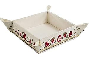 Matzah Box Embroidered Basket - Seder Matzah Holder (Pomegranates)