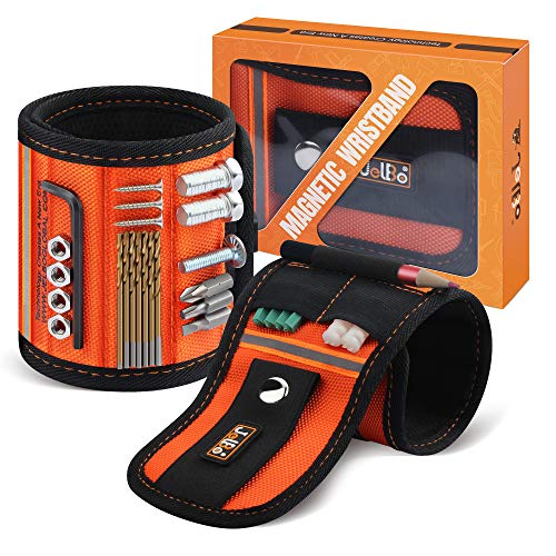 Magnetic Wristband for Christmas Gifts - JelBo Magnetic Wrist Band Tool Belts for Men with Strong Magnets, Carpenters Tool Holder Gift for Dad/Guys/Husband/Boyfriend to Holding Screws, Nails