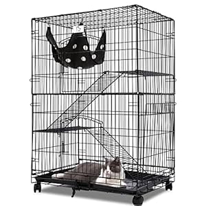 Homey-PET-INC-Folding-Wire-Cat-Ferret-Habitat-Crate-with-CastersTray-and-Hammock