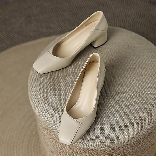 DEERBUNNY Classic Women's Pumps Low Chunky Block Heel Dress Shoes Closed Square Toe Comfortable Office Heeled Pump Shoe3