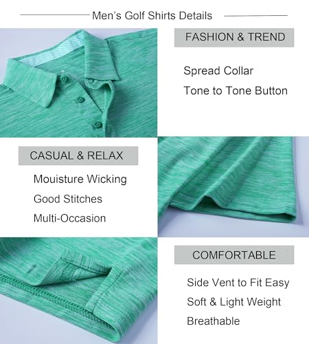 Alex Vando Mens Golf Shirt Moisture Wicking Quick-Dry Short Sleeve Casual Polo Shirts for Men