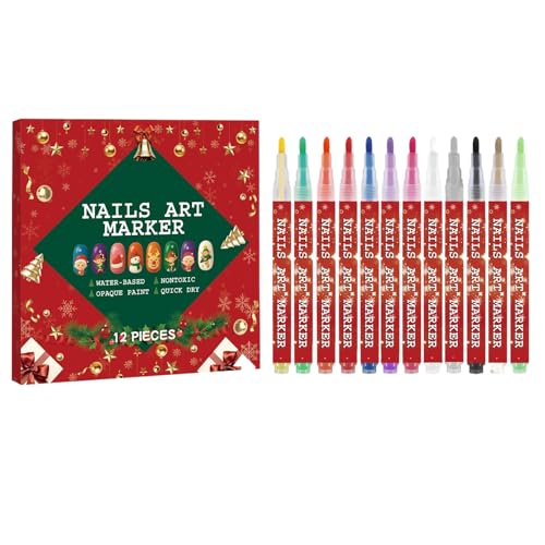 Stylos Pour Art Sur Ongles - 12 Marqueurs De Couleur | Feutre À Pointe Fine Pour Nail ãrt | Encre Gel Séchage Rapide Résistante Aux Taches, Embout Précis Pour Dessin, Graffiti, Création De Points Manu
