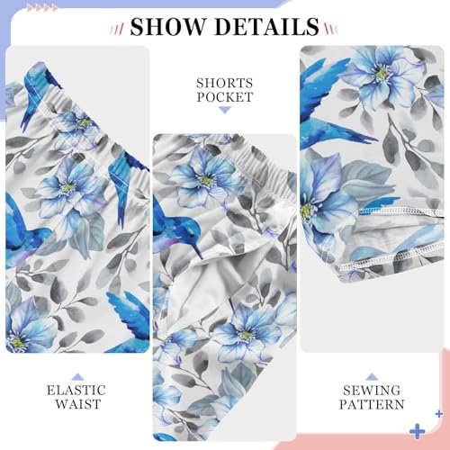 Bird Spring Floral Boys Long Pants Soft Trousers Elastic Waist Kids Lounge Bottoms with Pockets S-XL4