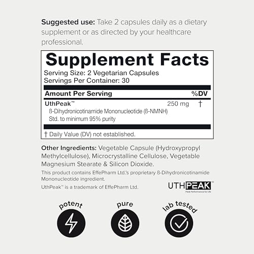 Toniiq 95% Third-Party Tested Purity Nmnh (Dihydronicotinamide Mononucleotide) - 250Mg/Serving Nad+ Supplement To Boost Nad+ Levels thumb #1