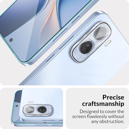 Image of FIRST MART Tempered Glass for Vivo T5 Pro 5G with Silver Camera Ring Guard & Installation Kit | HD Clear Edge-to-Edge Screen Protector, Scratch Resistant, Case-Friendly | Pack of 1