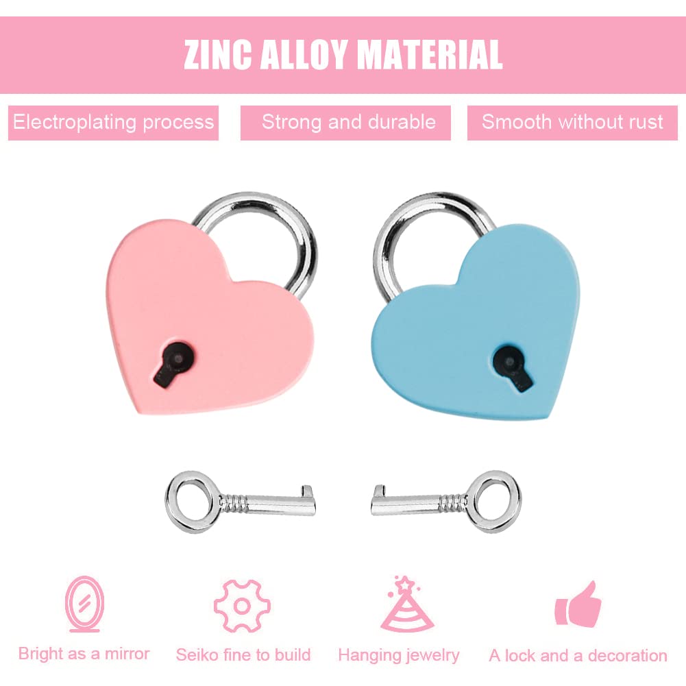 Mini Lucchetti Con Chiave Per Valigie E Armadietti | 2 Pezzi In Ottone | Rosa E Blu | Ideale Per Scuola E Palestra - Foto 7