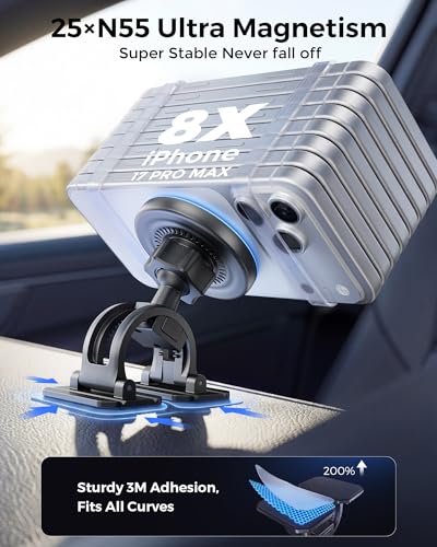 Image of 2-in-1 15W Magsafe Car Mount Charger, Magnetic Wireless Car Charger, 360 Dashboard & Air Vent Phone Mount, Phone Holders for Your Car, Car Accessories for Men Women for iPhone 17-12
