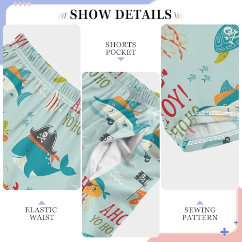 ZZXXB Pirate Whale Starfish Boys Long Pants Soft Trousers Elastic Waist Kids Lounge Bottoms with Pockets S-XL4