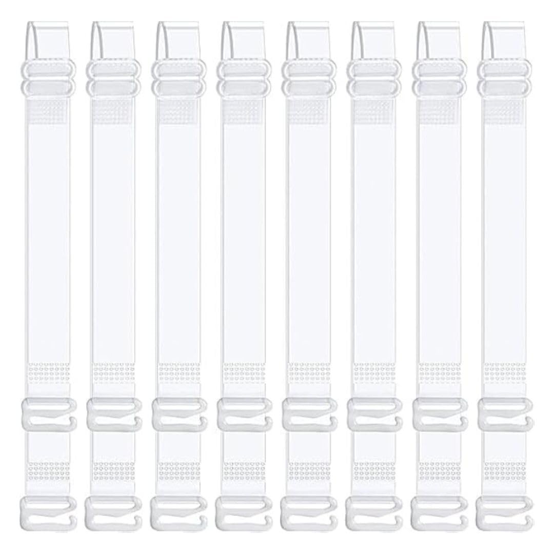 12 MM Silicone Transparent Bra Straps For Women | Invisible Clear Bra Straps Strong Grip For Girls & Womens (4 Pairs)