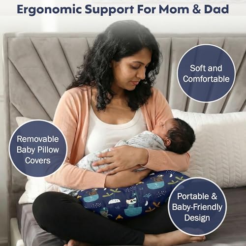 Image of a baby cherry Feeding Pillow for New Born Baby, Breastfeeding Pillow, Nursing Pillow, Baby Feeding & Support Pillow, Soft Cotton with Washable Cover, 32x21 cm