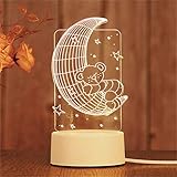 漫画の常夜灯ムーンベアLED電球7色USBケーブル寝室の友人のためのベビーテーブルランプティーンエイジャーのための休暇の子供3D CDKPAWMZ