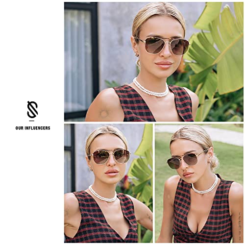 SOJOS Retro Aviator Polarized Sunglasses Womens Mens Vintage Square Shades Sun Glasses UV400 SJ11842