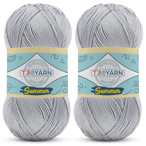 Image of 105168 Winter White - 2 Skeins (2x383 Yds) Crochet & Knitting Yarn - 100% Microfiber Acrylic