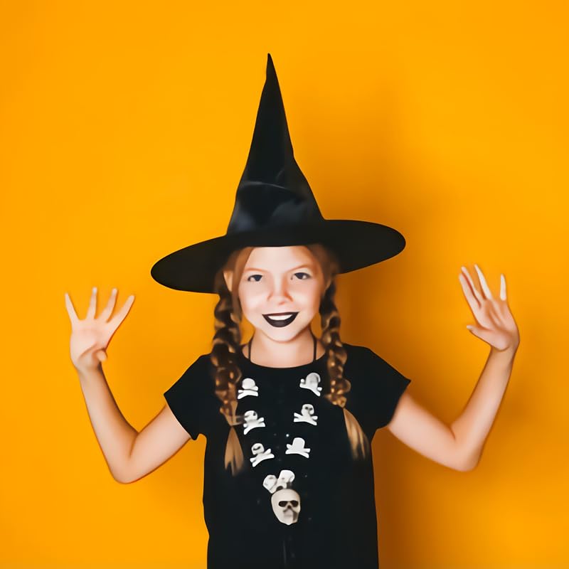 Image of Kaku Fancy Dresses Witch Hat for Girls, Witch Costume Accessory for Halloween Party Prop Multicolor Witch Hat