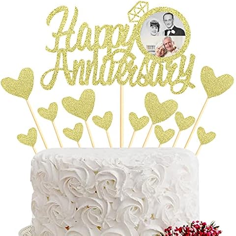Sumerk Gold Glitter Anniversary Cake Topper Set Cover