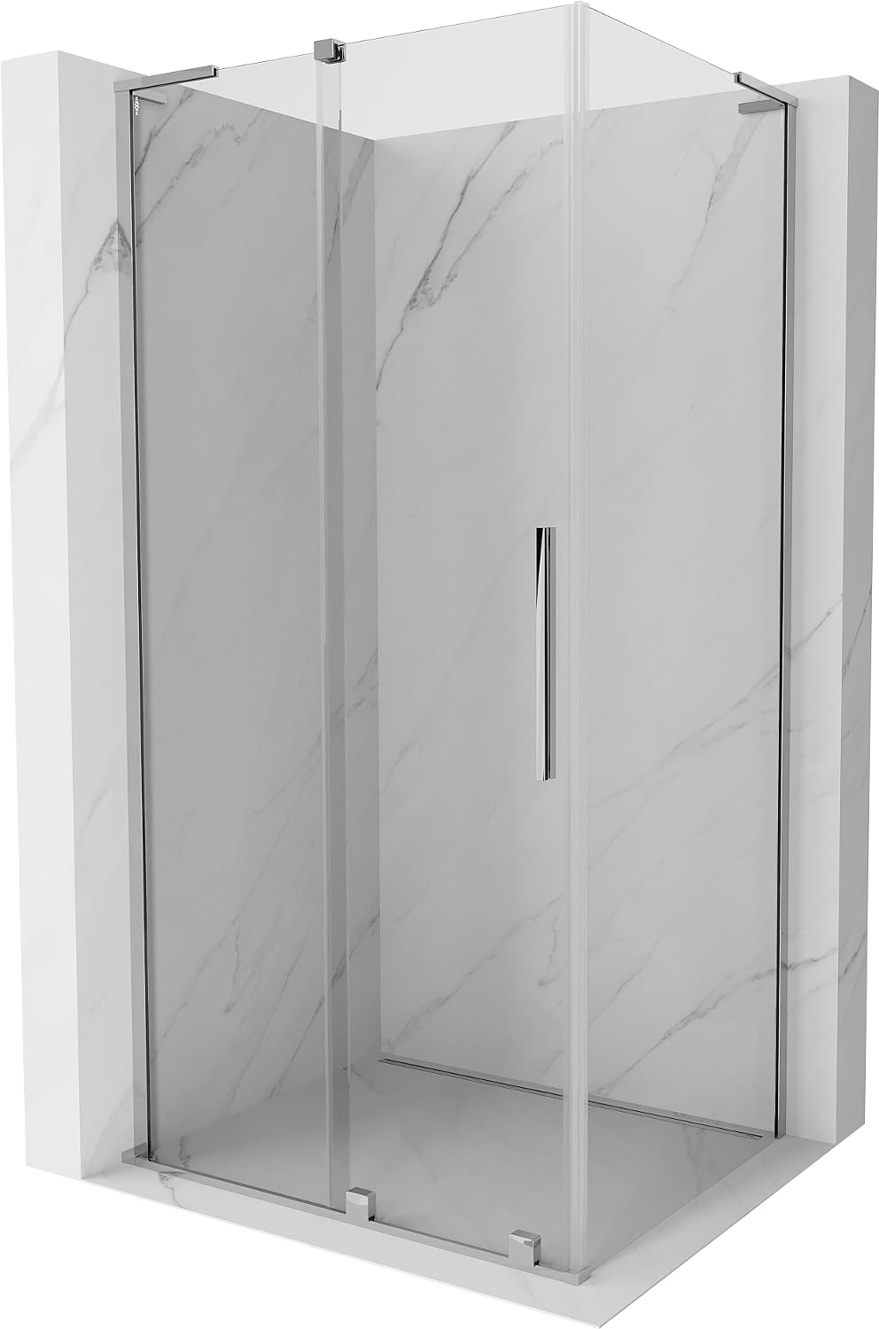 Mexen - Velar L Box doccia estensibile 90 x 120 cm, trasparente, cromato