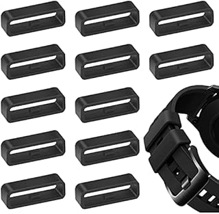 Silikon Uhrenarmband Schlaufe, 12 Stück 22mm Uhrenarmband Halter Schlaufe, Silikon Uhrenarmband Verschlussring Ersatz Kompatibel mit Garmin Huawei Samsung (Schwarz)