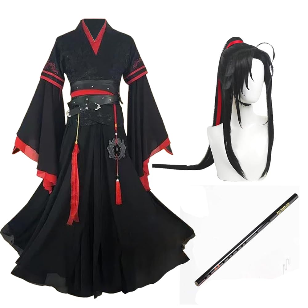 Ldruieu Wei Wuxian Cosplay Wei Ying Costume Ancient Chinese Hanfu Cosplay Outfit Full Set Halloween Anime Party Dress Up
