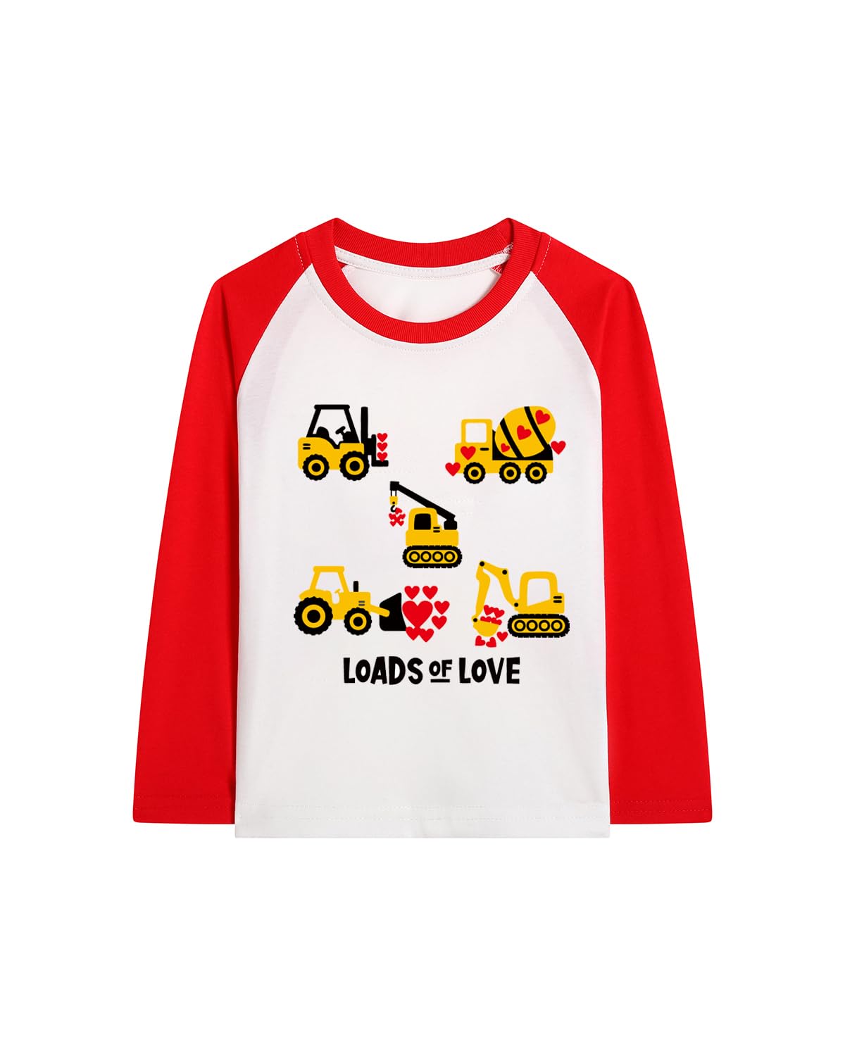 Toddler Girls Boys Valentines T-Shirt Love Heart Dinosaur Tractor Raglan Long Sleeve Tees for Kids 2 to 7 Years