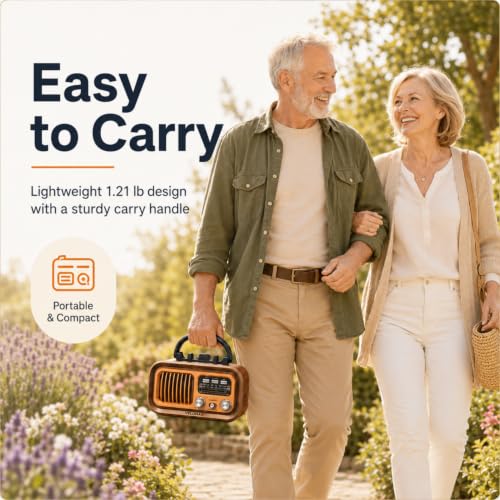 Image of VELOMAX Radio FM for Home with Speaker, FM Radio with Bluetooth 5.0, AM /FM /SW Portable Retro Radio with Solar Panel, USB-C Charging, Rechargeable Battery, USB & TF Card Playback