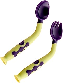 ibasenice 2 Conjuntos De Colher De Bebê Colheres De Bebê Talheres De Criança Ternos De Bebê Terno De Criança Roxo Colher De Segurança Infantil Garfo Colher Dobrável Garfo De Alimentação De