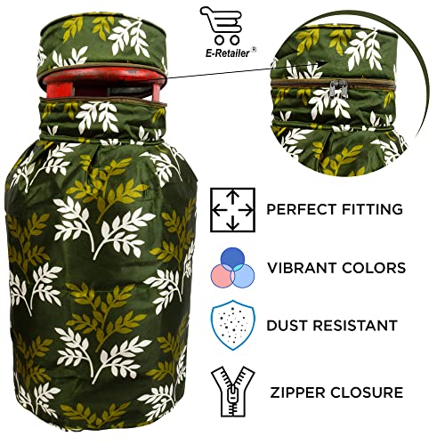 Image of Polyester 3-layered Lpg Cylinder Cover (Green, Size-26x21 Inches Perimeter and 26x14 Inches Diameter)