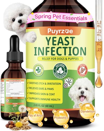 Puyrzoe Natural Yeast Infection Treatment for Dogs, Itchy Ears, Skin, Paws & Allergy Relief, Yeast...