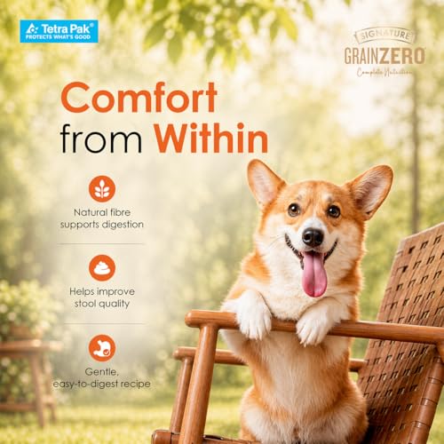 Image of Grain Zero Dog Fresh Food Tetra Pak Real Chicken, Egg & Pumpkin, for Adult & Puppy, 350g | Supports Joint & Health | Immune System | Anti Inflammatory Properties | Ready to Serve | One Pack One Meal