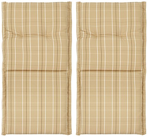 beo Ascot NL D101 Low-Backed Chair Cushion with Flange for Low-Backed Chair, Approx. 52 x 100 cm, 7 cm Thick, Pack of 2, Beige