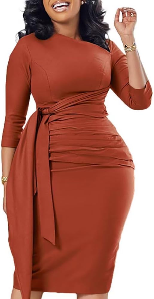 Women's Business Retro Ruffles Vintage Peplum Formal Work Pencil Bodycon Dress