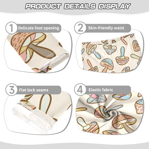 Retro Mushroom Girls Leggings,Workout Leggings for Girls Toddler Athletic Leggings Size for 3-10T3